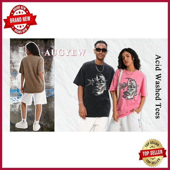 Oversized Cotton Graphic Tee Unisex Vintage Streetwear Short Sleeve - Picture 8 of 8